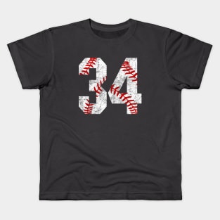 Vintage #34 Baseball Laces Baseball Mom Jersey Love Baseball Kids T-Shirt